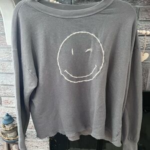 Gray Smiley Face Crewneck Sweatshirt